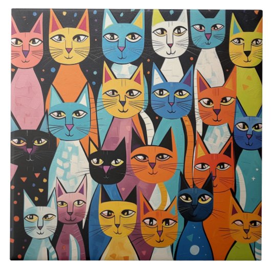 Carreau Art gribouillé de chats (Devant)