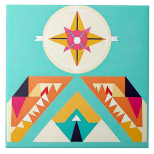 Carreau Art inspiré par la tribu des Amérindiens du Sud-Ou