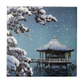 Carreau Art japonais oriental frais de scène d'hiver de (Devant)