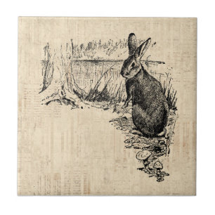 Carreau Art lapin vintage illustré