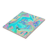 Carreau Art Liquide Bleu Aqua Rétro sur Hydrangeas Abstrai (Côté)