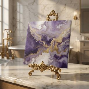 Carreau Art Liquide Métallisé Violet & Or Marbre Agate