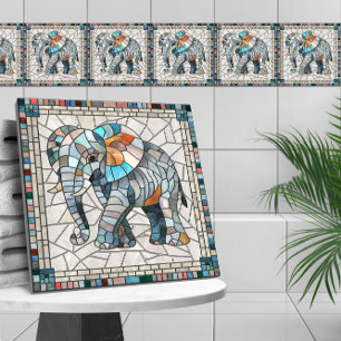 Carreau Art mignon de mosaïque d'éléphant coloré