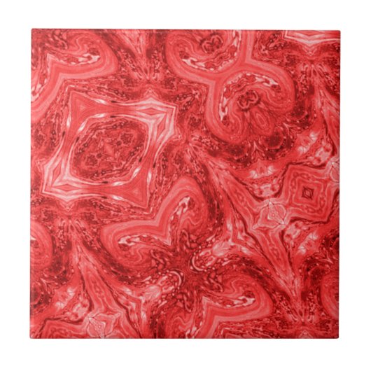 Carreau Art moderne abstrait rouge écarlate (Devant)