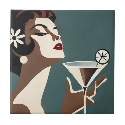 Carreau Art Moderne du Milieu du Siècle La DIva Martini (Devant)