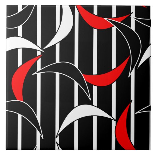 Carreau Art moderne noir, blanc, rouge (Devant)