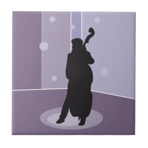 Carreau Art musical minimaliste silhouette contrebasse