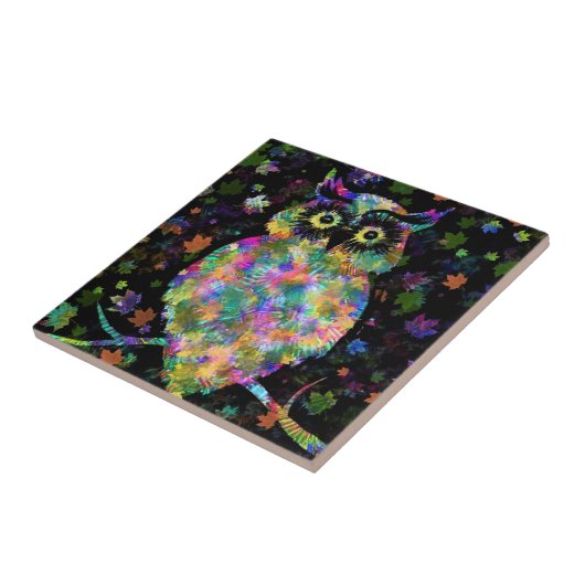 Carreau Art Night Owl Ceramic Tile - Painting (Côté)
