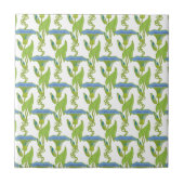 Carreau Art Nouveau bleu Ipomoea papier peint fleuri damé (Devant)