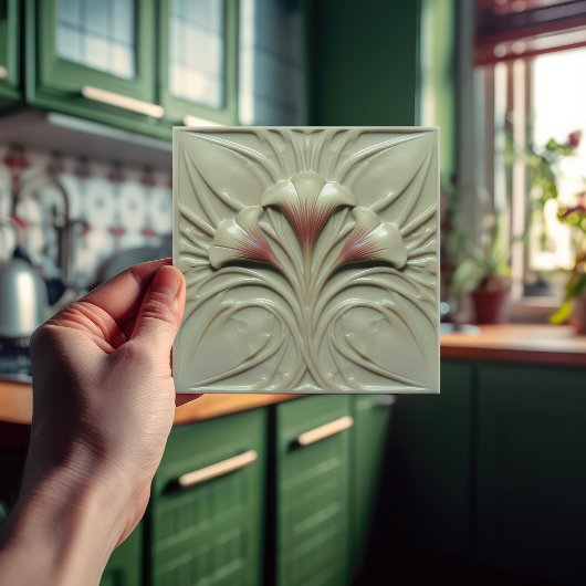 Carreau Art Nouveau Blush Alabaster Floral