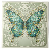 Carreau Art Nouveau Butterfly Pat#1 Teal ID1222 (Devant)