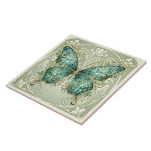 Carreau Art Nouveau Butterfly Pat#1 Teal ID1222 (Côté)