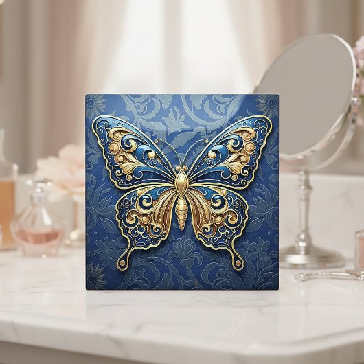 Carreau Art Nouveau Butterfly Pat#2 Blue ID1222