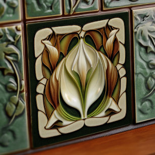 Carreau Art Nouveau Calla Lily symétrique Mur Floral Art N