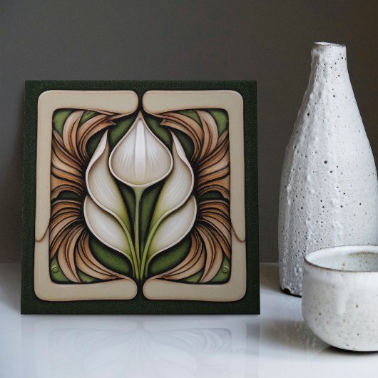 Carreau Art Nouveau Calla Lily symétrique Mur Floral Art N