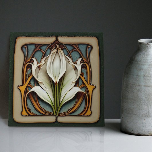 Carreau Art Nouveau Calla Lily symétrique Mur Floral Art N