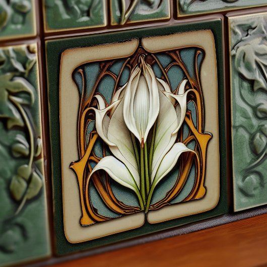 Carreau Art Nouveau Calla Lily symétrique Mur Floral Art N