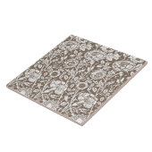 Carreau Art Nouveau Carnation Damask, Taupe et blanc (Côté)