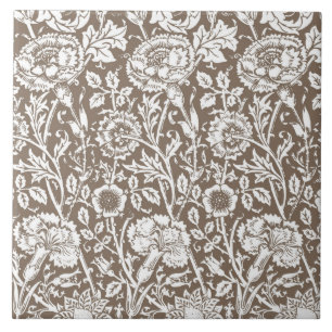 Carreau Art nouveau Carnation Damask, Taupe et White