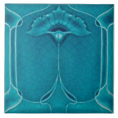 Carreau Art nouveau ceramic tile blue (Devant)