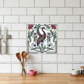 Carreau Art Nouveau Crane Floral Geometric Pattern Ceramic