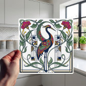 Carreau Art Nouveau Crane Floral Geometric Pattern Ceramic