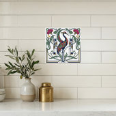 Carreau Art Nouveau Crane Floral Geometric Pattern Ceramic
