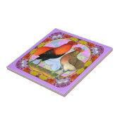 Carreau Art Nouveau de poulets d'Araucana (Côté)