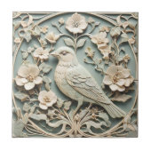 Carreau Art Nouveau Faux Relief Fleurs d'oiseaux Monnaie (Devant)