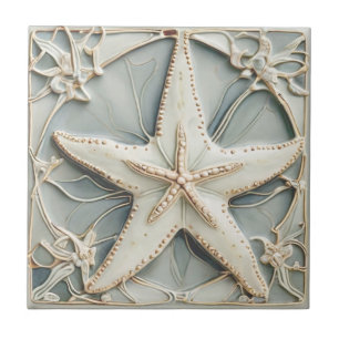 Carreau Art Nouveau Faux Relief Monnaie Starfish Sea Star