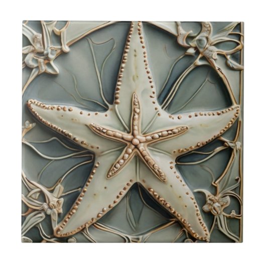 Carreau Art Nouveau Faux Relief Ocean Starfish Sea Star (Devant)