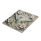 Carreau Art Nouveau Faux Relief Oiseau de mer Floral (Côté)