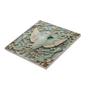 Carreau Art Nouveau Faux Relief Oiseau droit Pastel Mint (Côté)