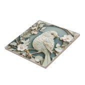 Carreau Art Nouveau Faux Relief Oiseaux Wren Antique Mint (Côté)