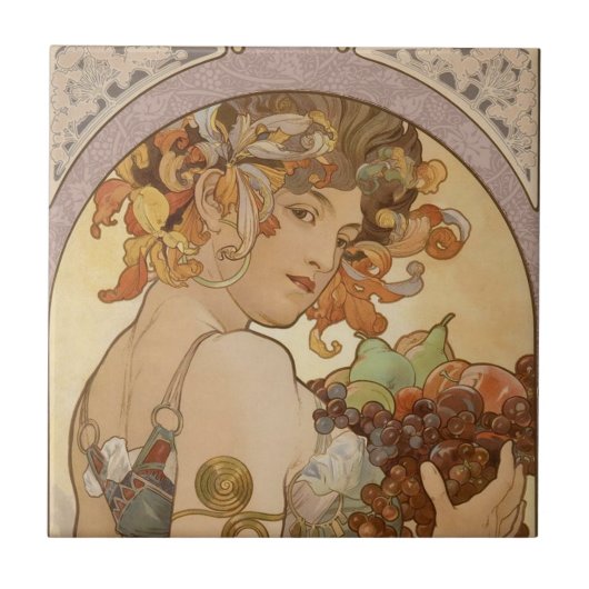 Carreau Art Nouveau Femme Mucha Belle (Devant)
