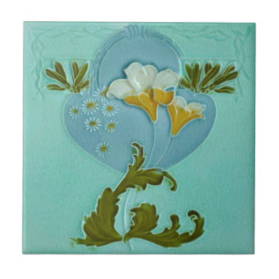 Carreau Art Nouveau Floral Malkin Repro 1900 Faux Relief