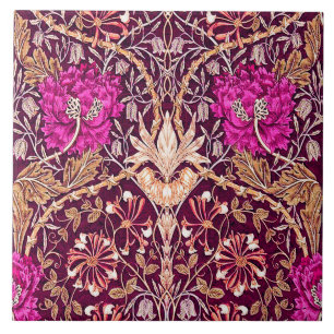 Carreau Art Nouveau floral, prune, beige et Deep Purple