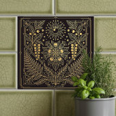 Carreau Art Nouveau Gold Botanical Celestial Illustration 