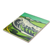 Carreau Art Nouveau Green Sea Waves 1 (Côté)