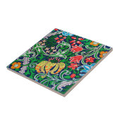 Carreau Art Nouveau Jacobean Floral, Vert émeraude (Côté)