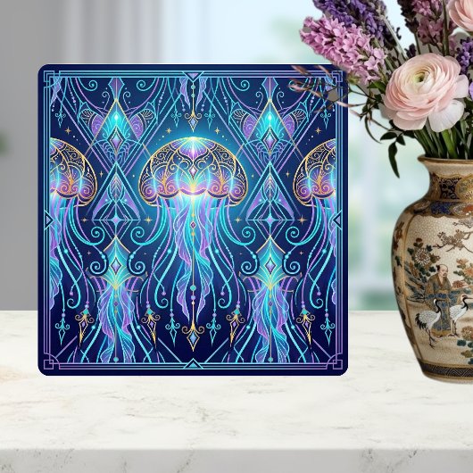 Carreau Art Nouveau Jellyfish Cosmic Ocean Pattern Purple 