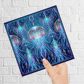 Carreau Art Nouveau Jellyfish Cosmic Ocean Pattern Purple 