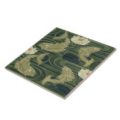 Carreau Art nouveau Jugendstil Poisson Étang Vert (Côté)