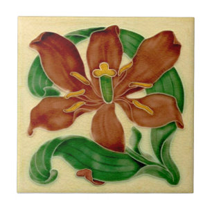 Carreau Art nouveau Lily Antiquité Pilkington Repro