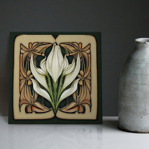 Carreau Art Nouveau Lily Calla Art mural floral symétrique