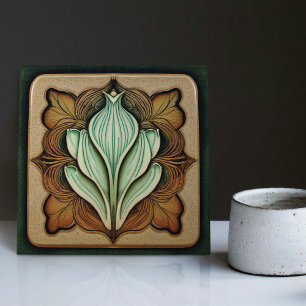 Carreau Art Nouveau Lily Calla Art mural floral symétrique