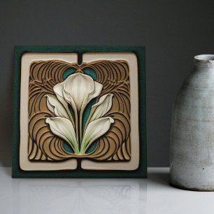 Carreau Art Nouveau Lily Calla Art mural floral symétrique