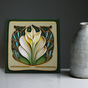 Carreau Art Nouveau Lily Calla Symétrique Art mural floral