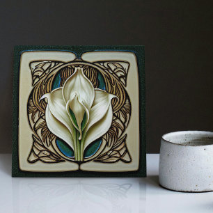 Carreau Art Nouveau Lily Calla Symétrique Art mural floral