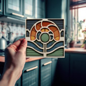 Carreau Art Nouveau Mackintosh Rose Ceramic Tile